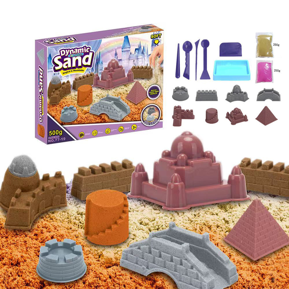 Hot-Selling Space Sand Complete Set with Power Magic Sand Tray, Fruit Ice Cream Molds, Children's Sand Play Toy Set