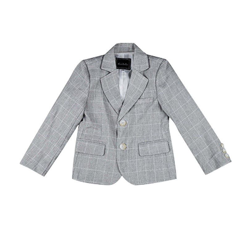 Children's dress spring new British Plaid small suit boy gentleman piano host performance costume suit generation