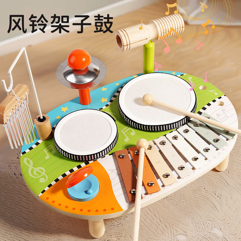 Cross-border children's wooden Orff music percussion instrument percussion instrument percussion instrument percussion Gong baby hand drum educational toy
