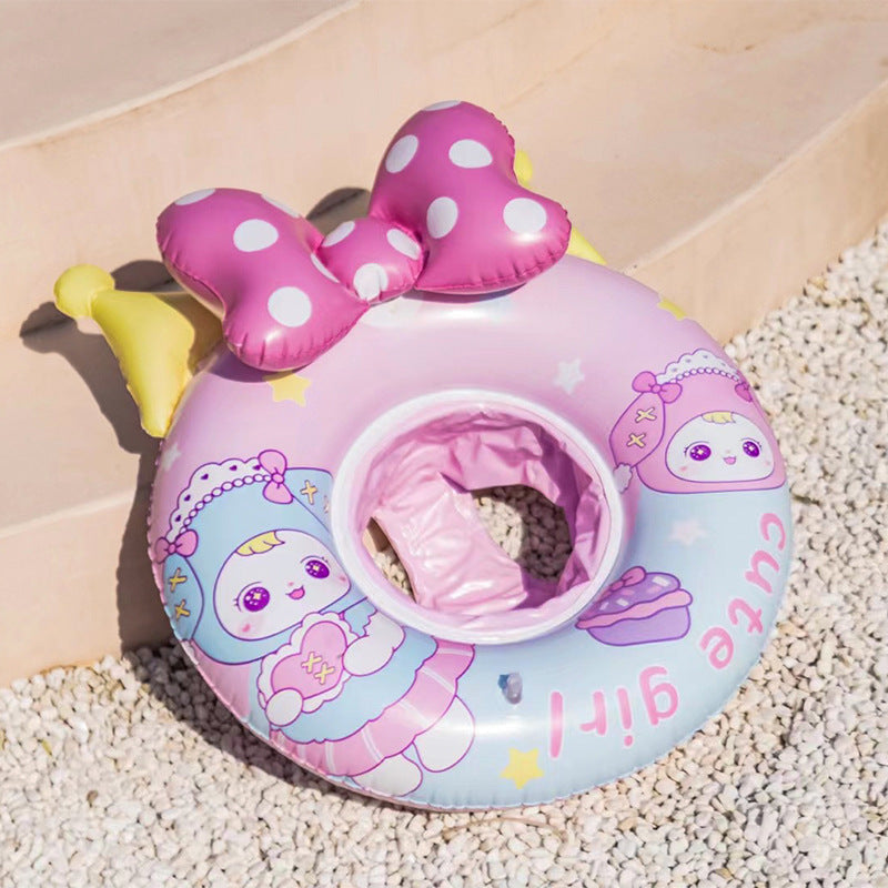 New children's pink rainbow horse sequins swimming ring inflatable water cute unicorn children's sponge bottom seat ring