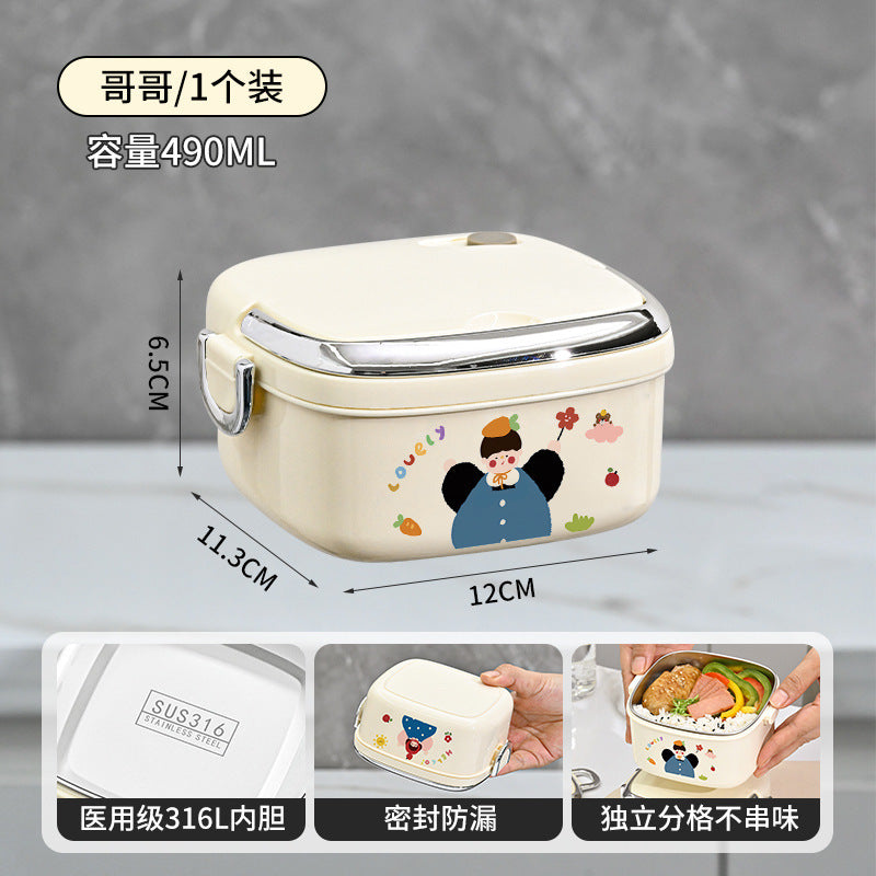 New Product 316 Stainless Steel Insulated Lunch Box for Office Workers, Microwaveable Lunch Box, Small Lunch Box