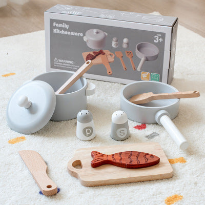 Kids Pretend Play Tea Set & Dessert Set, Role-Play Wooden Toys for Preschool Kindergarten, Imaginative Housekeeping Pretend Play