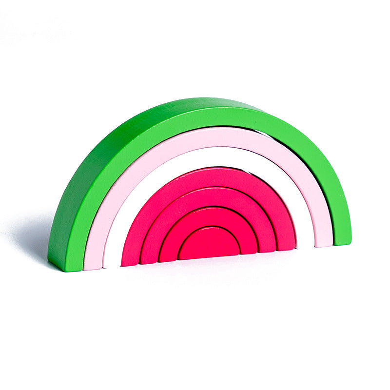 Cross-Border Children's Rainbow Arch Bridge Building Blocks Toy Wooden Building Jenga Colorful Building Blocks Young Children's Color Recognition