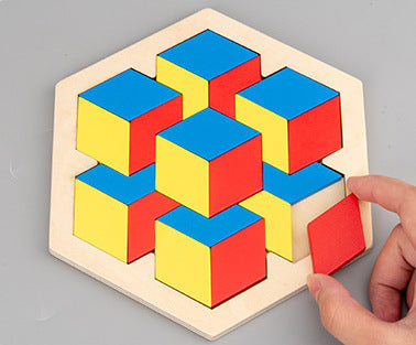 Wooden changeable honeycomb puzzle boys and girls color puzzle kindergarten early education baby children's educational toys wholesale