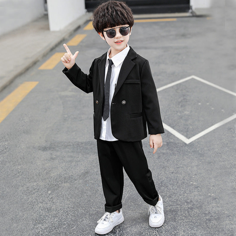 Spring and Autumn Fashion Children's Clothing Korean Boy's Suit Two-Piece Children's Small Suit suit Flower Girl Handsome Dress