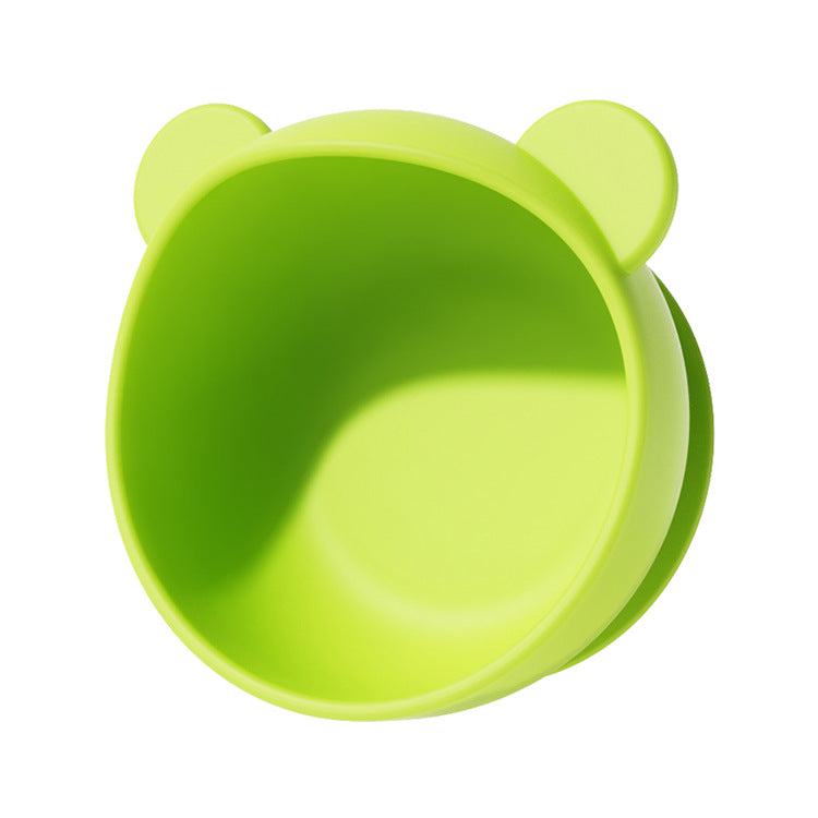 Cross-Border Popular Product: Little Bear Baby and Children's Silicone Dining Plate, Anti-Spill Feeding Bowl, Baby Feeding Utensils, Anti-Scald