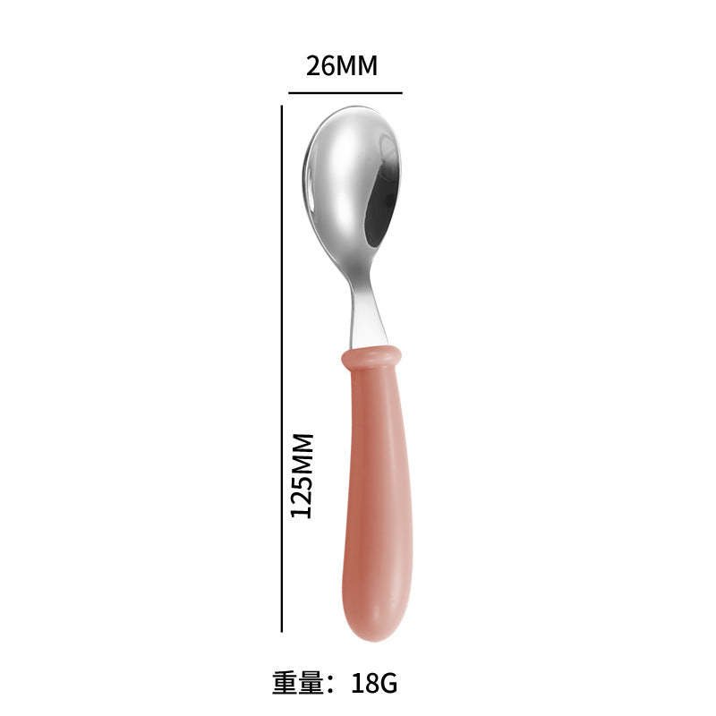 Cartoon 304 Stainless Steel Kidsren's Spoon and Fork Baby Eating Training Tableware Set Baby Portable Feeding Spoon
