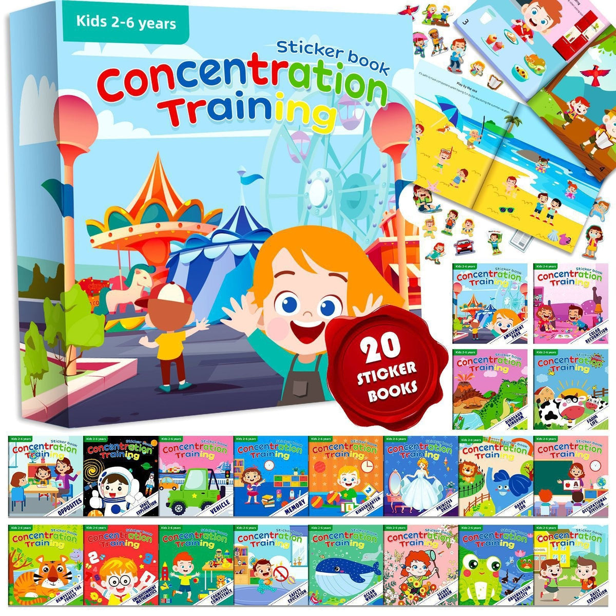 20 Volumes of Amazon Cross-Border New Product Sticker Books for Potential Development, Children's Enlightenment, Early Education Books for Babies, Cute
