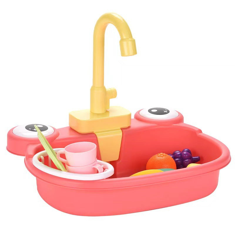 Children's Vegetable Washing Basin Simulation Kitchenware Electric Circulation Water Discharge Washing Table Puzzle Play House Kitchen Dishwasher Toy