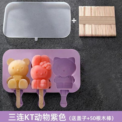 Food grade silicone ice cream mold with lid ice box DIY homemade creative popsicle