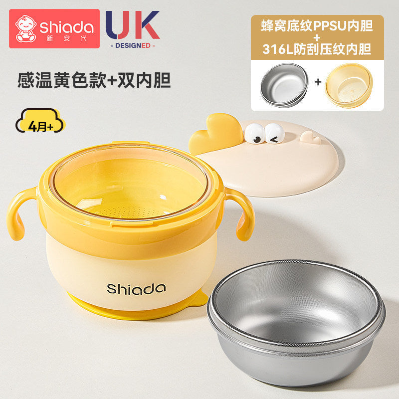 Baby Food Supplement Bowl, Specially Designed for Infants and Young Children, with Constant Temperature Water Injection and Insulation, Suitable for Eating Out, Complete Set of Utensils