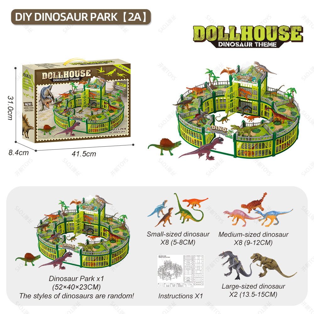 <Portable Gift Box>Diy Dinosaur Villa Assembling Toy Amazon Boys Educational Toy Gift 3-8 Years Old