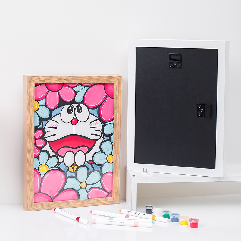 Quick-release picture frame for storage and display of children's paintings; magnetic mounting