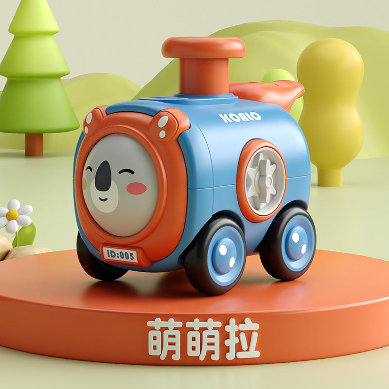New Inertia Toy Car Pressing Face-changing Whistle Train Fall-resistant Cartoon Car Boy Parent-Child Interaction
