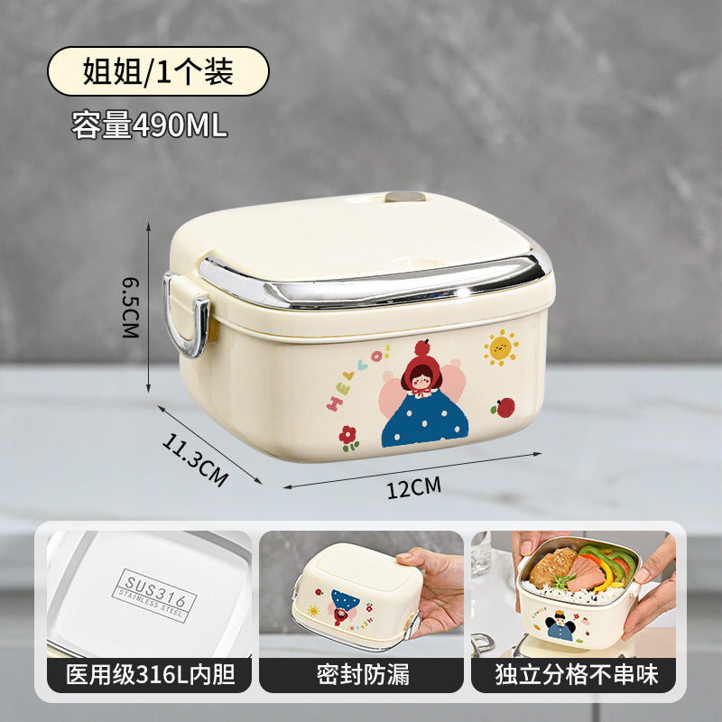 New Product 316 Stainless Steel Insulated Lunch Box for Office Workers, Microwaveable Lunch Box, Small Lunch Box