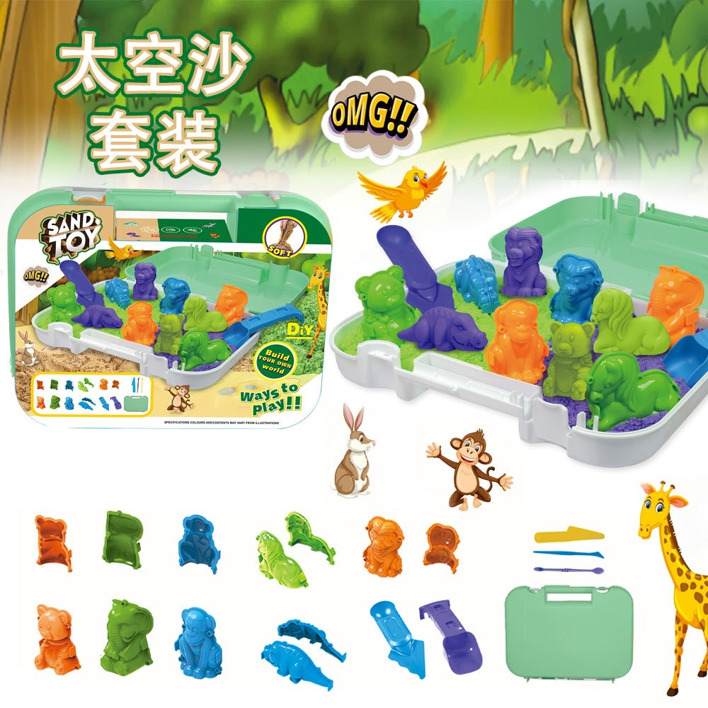 Hot-Selling Space Sand Complete Set with Power Magic Sand Tray, Fruit Ice Cream Molds, Children's Sand Play Toy Set