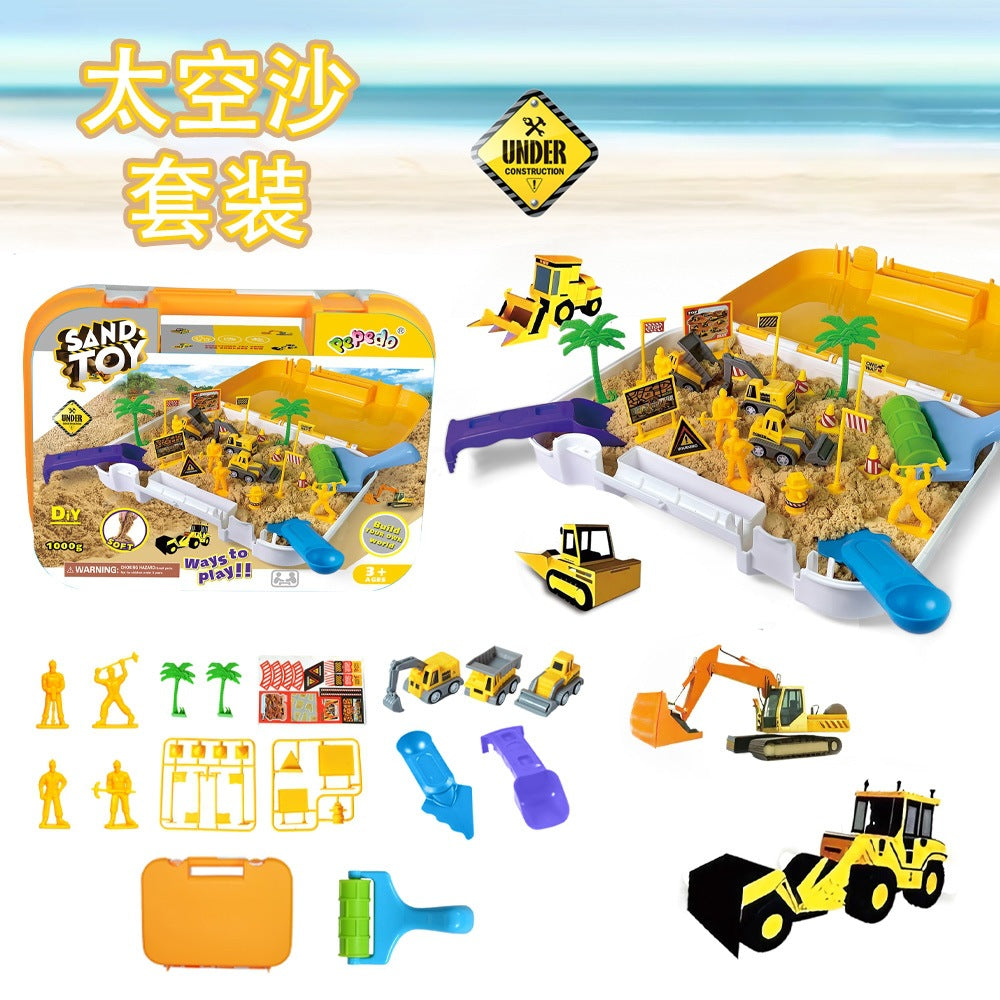 Hot-Selling Space Sand Complete Set with Power Magic Sand Tray, Fruit Ice Cream Molds, Children's Sand Play Toy Set