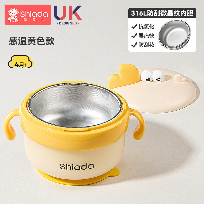 Baby Food Supplement Bowl, Specially Designed for Infants and Young Children, with Constant Temperature Water Injection and Insulation, Suitable for Eating Out, Complete Set of Utensils