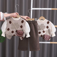 Baby Clothes Spring Western-style Girl's Sweet Bag Three-piece Suit One-year-old Baby Girl's Fashionable All-match Spring and Autumn Clothes