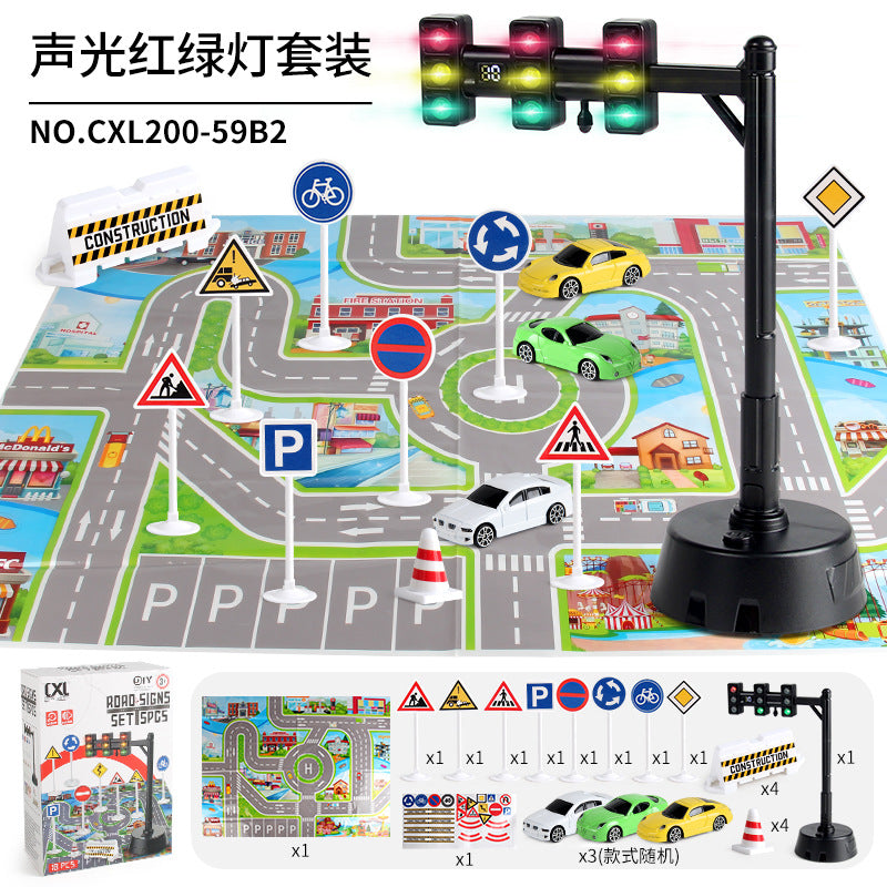 Children's Traffic Safety A variety of simulation traffic signal signs suit model scene science and education toys