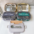 Stainless steel compartment student lunch box lunch box office workers insulation adult men and women double layer simple lunch box wholesale