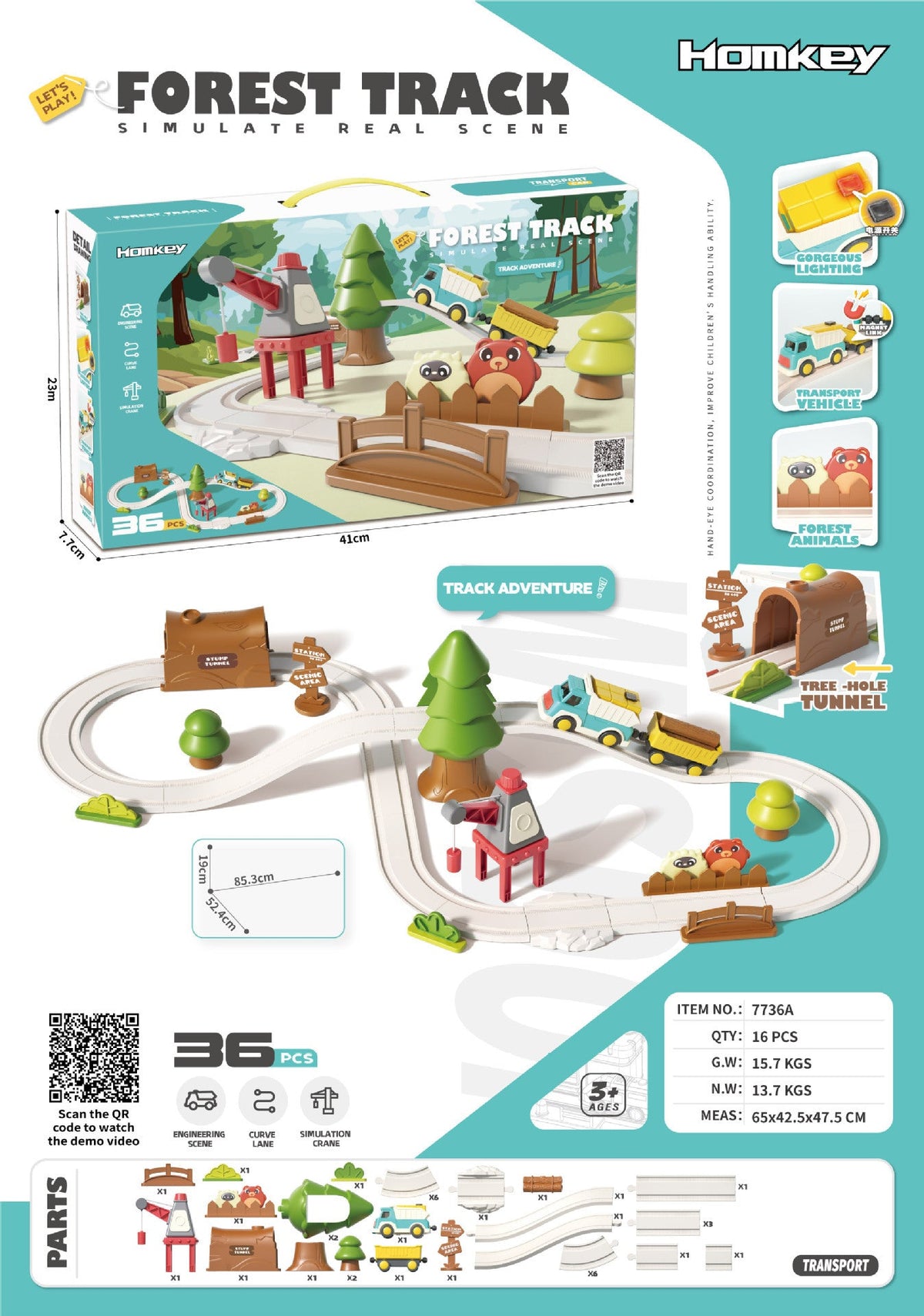 Cross-Border Electric Train Forest Logging Track Children's Assembled Circular Overpass Educational Track Car Boy Toy