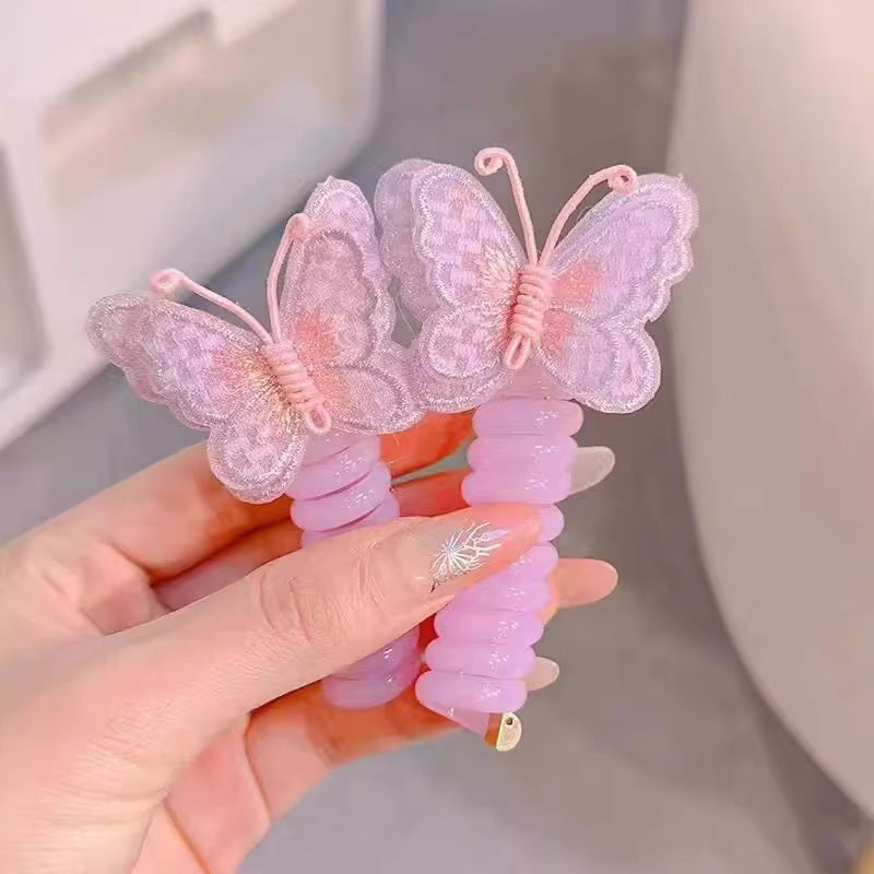 Children's New Butterfly Phone Cord Hair Tie, High Elasticity, Does Not Hurt Hair, Hair Rope, Cute Braided Ponytail Hair Rope for Girls