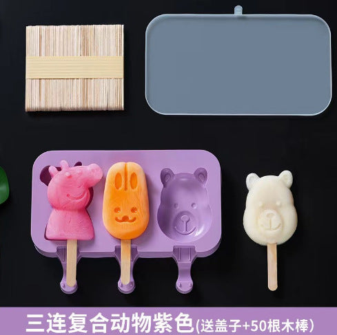 Food grade silicone ice cream mold with lid ice box DIY homemade creative popsicle