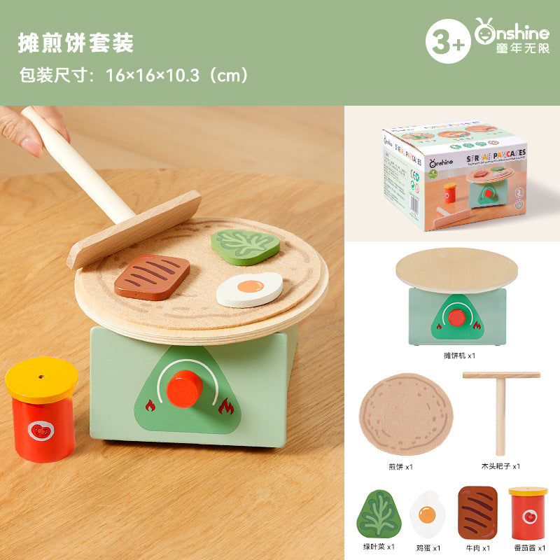 ONSHINE/Childhood Unlimited Girls Play Home Afternoon Tea suit Birthday Cake Pancake Solid Wood Toy