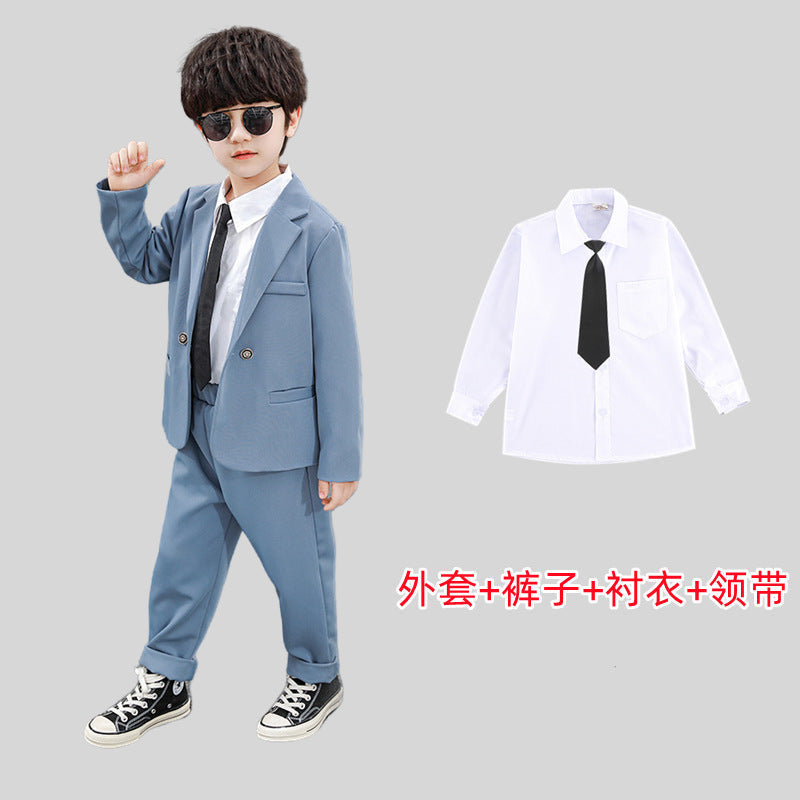 Boys' Suit suit Baby Autumn Western Style Korean Style Small Suit British Style Casual Handsome Flower Girl Host Dress