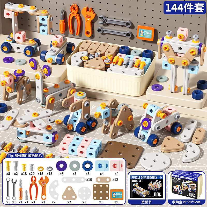 Children's Creative DIY Assembly Set Educational Simulation Repair and Disassembly Toolbox Pretend Play Screw Toy Cross-Border