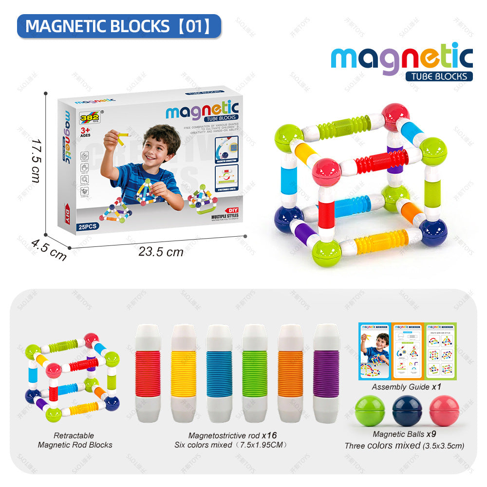 New European and American Products: Extendable Magnetic Stick Building Blocks, Cross-Border Educational Assembly Toys for Kindergarten Children, Children's Day Gift