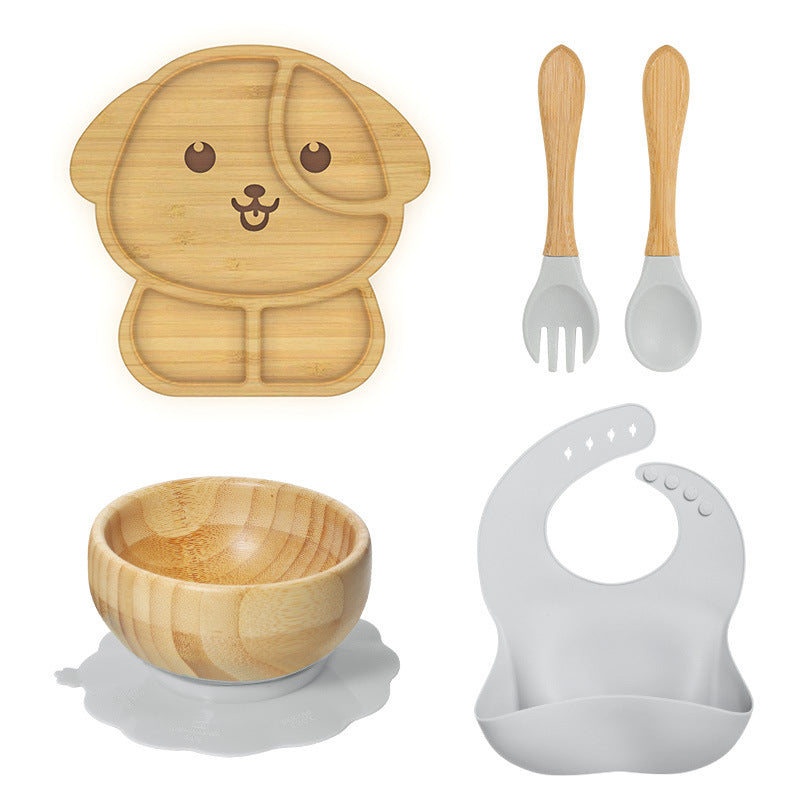 Wooden Children's Supplementary Food Plate Creative Cartoon Dinner Plate for Kindergarten Baby's Bamboo and Wooden Plate Baby Suction Disc Bowl