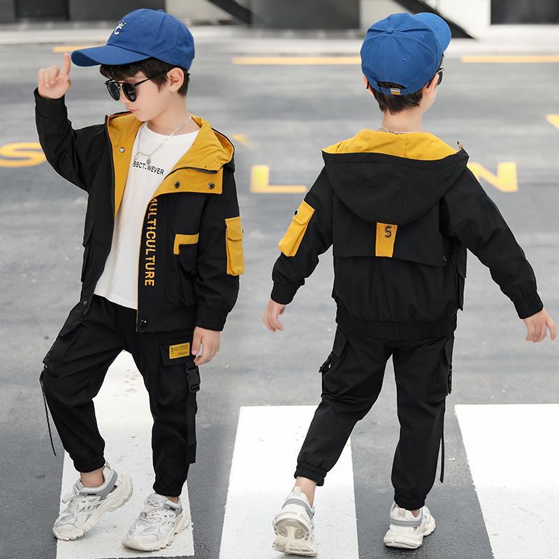 Boys' Autumn Outfit Set 2026 New Style Spring Autumn Winter Children's Pants and Jacket Trendy