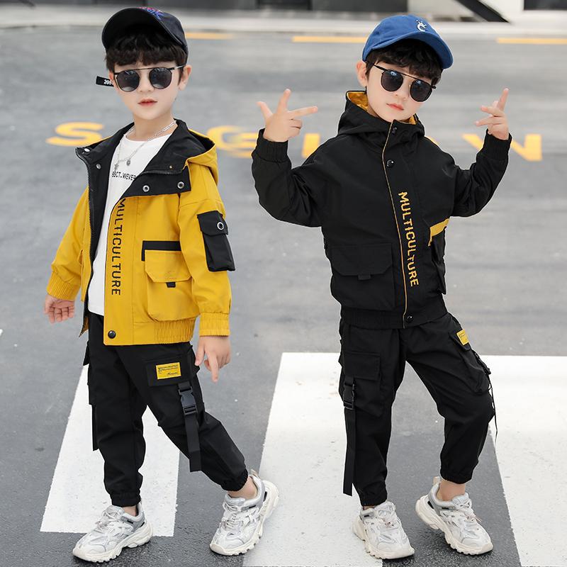 Boys' Autumn Outfit Set 2026 New Style Spring Autumn Winter Children's Pants and Jacket Trendy