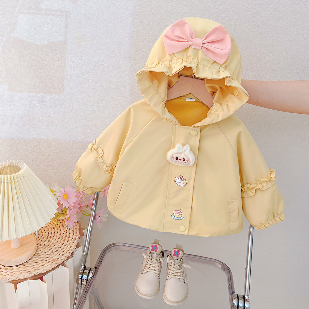 Girls' Coat Spring and Autumn 2026 New Style Baby Children's Hooded Stylish Windbreaker Toddler Autumn Cartoon Top Trendy