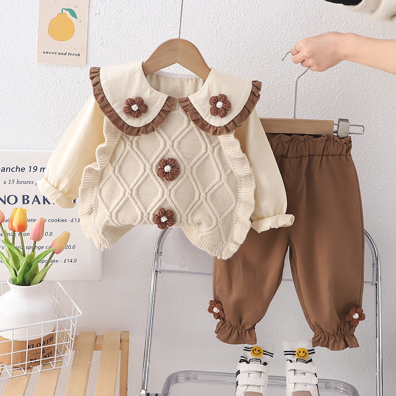 Girls' Outfit Set for Spring and Autumn 2026, New Stylish Trendy Girl Baby Internet Celebrity Autumn Style Children's Clothing Spring Outfit