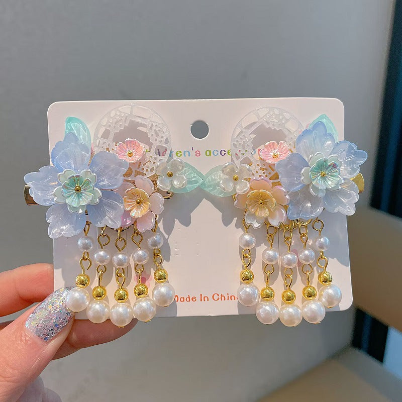 Children's Ancient Style Hair Accessories, Hairpins, Han Dynasty Costume Accessories, Tassels, Flowers, Super Fairy Clips, Girls' Glass Headdresses, Butterflies