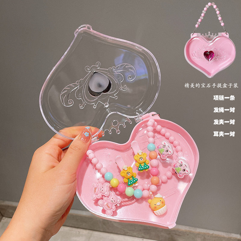Children's jewelry baby cartoon cute fruit pendant bracelet suit birthday gift box in stock wholesale