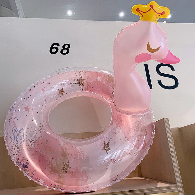 New children's pink rainbow horse sequins swimming ring inflatable water cute unicorn children's sponge bottom seat ring