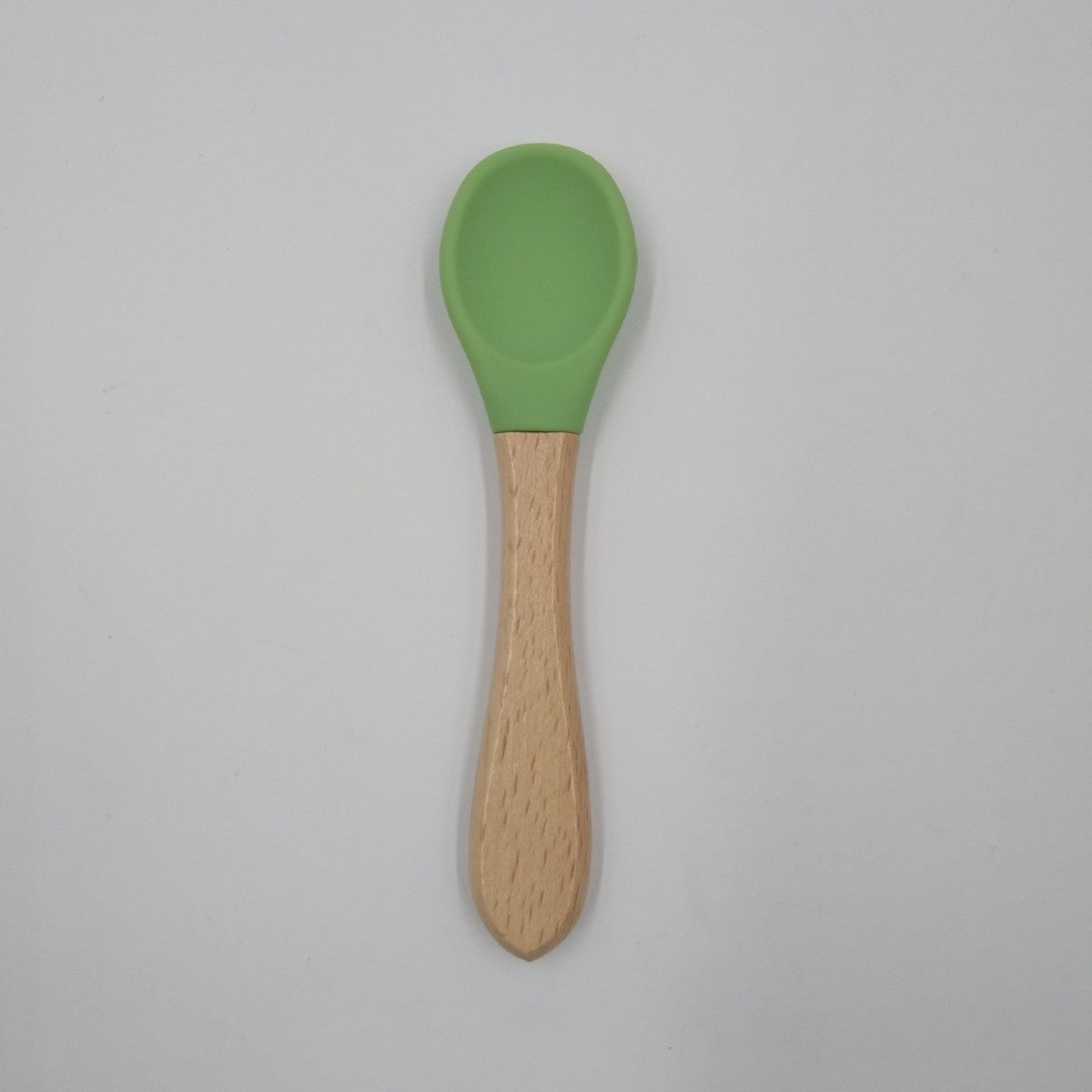 Manufacturer Aliexpress Cross-Border Ready-Stock Children's Eating Training Spoon Wooden Handle Fork Silicone Soft Spoon Silicone Wood Combination
