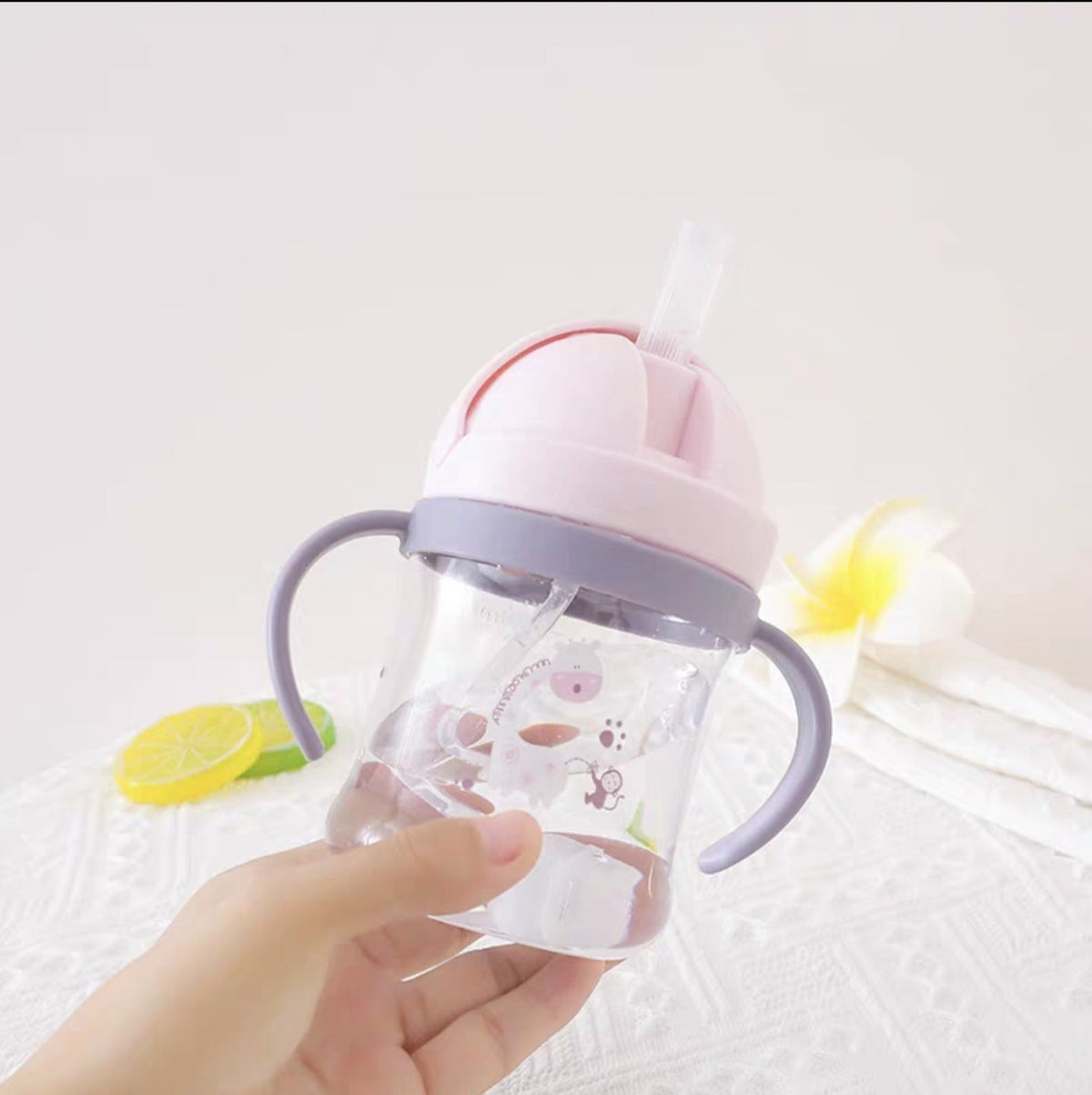 Children's Drinking Cup, Baby Anti-Choking Straw Cup, Baby Handle Water Bottle, Drop-Resistant Water Bottle, Portable Learning Drinking Cup
