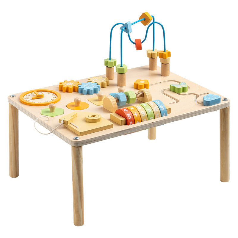 Children’s Montessori Wooden Busy Table Game Bead Stringing Building Blocks Educational Toy for Preschool Hand-Eye Coordination (Copy)
