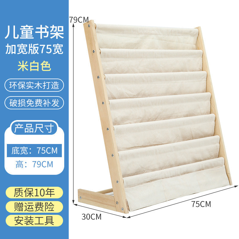 in stock Solid Wood Bookshelf Floor-Standing Children's Room Picture Book Storage Rack Kindergarten Reading Area Corner Book Picture Book Rack Bookcase