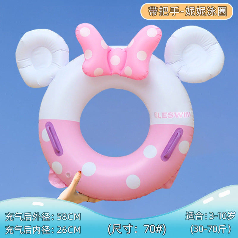 New children's pink rainbow horse sequins swimming ring inflatable water cute unicorn children's sponge bottom seat ring