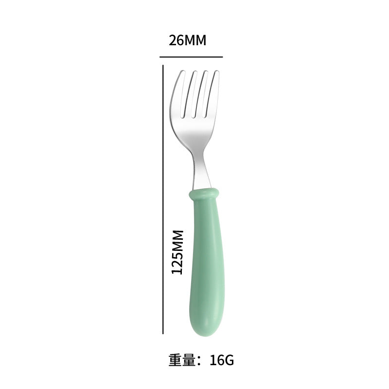 Cartoon 304 Stainless Steel Kidsren's Spoon and Fork Baby Eating Training Tableware Set Baby Portable Feeding Spoon