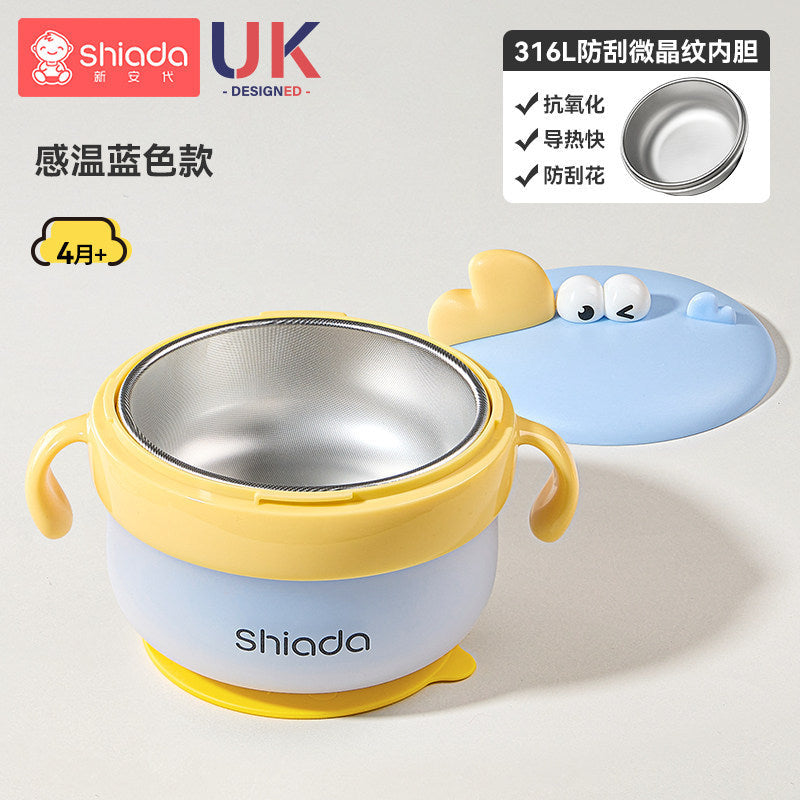Baby Food Supplement Bowl, Specially Designed for Infants and Young Children, with Constant Temperature Water Injection and Insulation, Suitable for Eating Out, Complete Set of Utensils