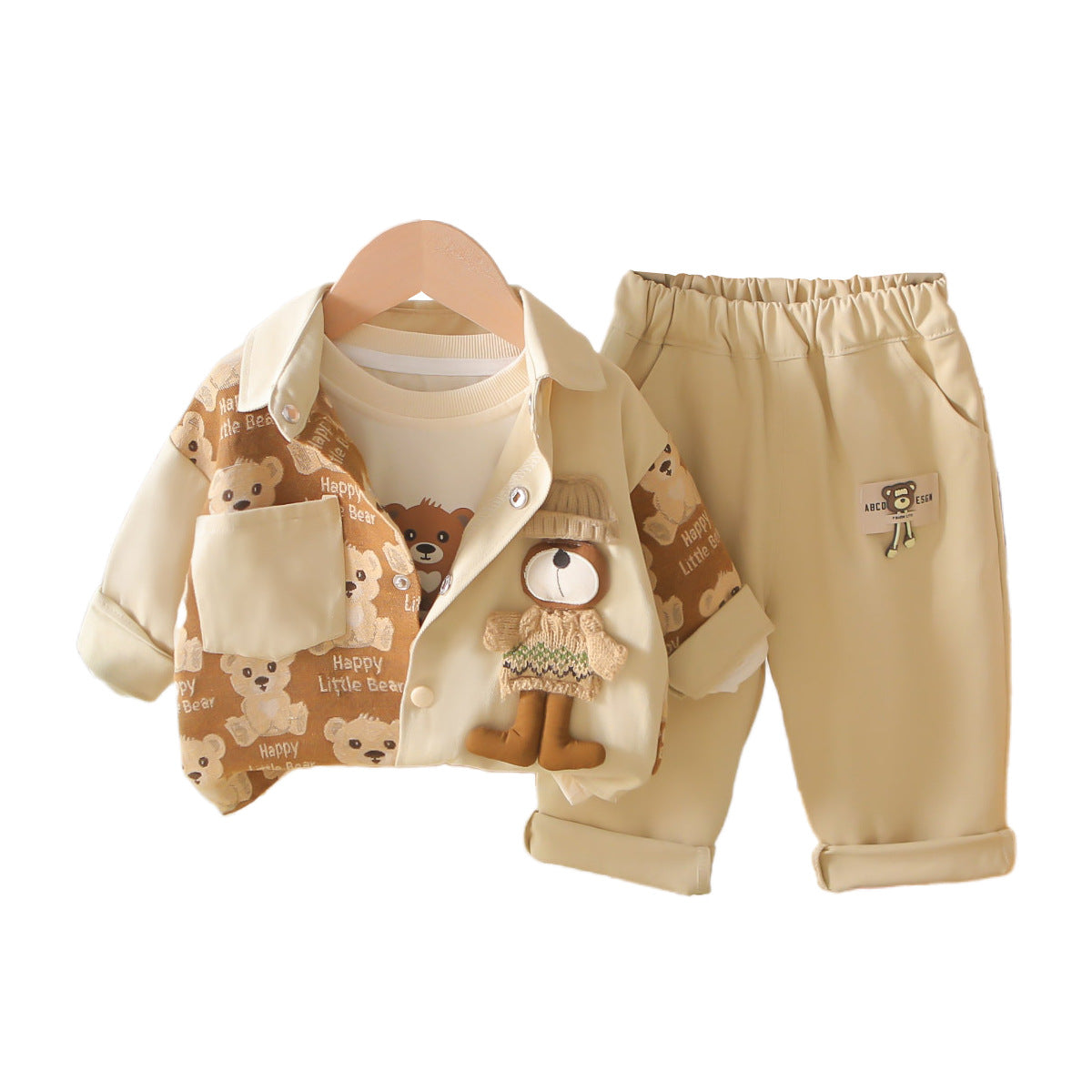 2025 Boys' Spring and Autumn Color Block Outfits Baby Clothes Boys' Autumn Three-Piece Set