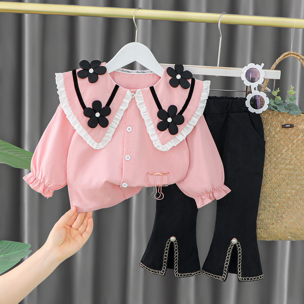 Girls' Autumn Clothes Set New Children's Baby Fashion Flower Clothes Children's Clothes 1 to 4 Years Old Baby Girl Dropshipping