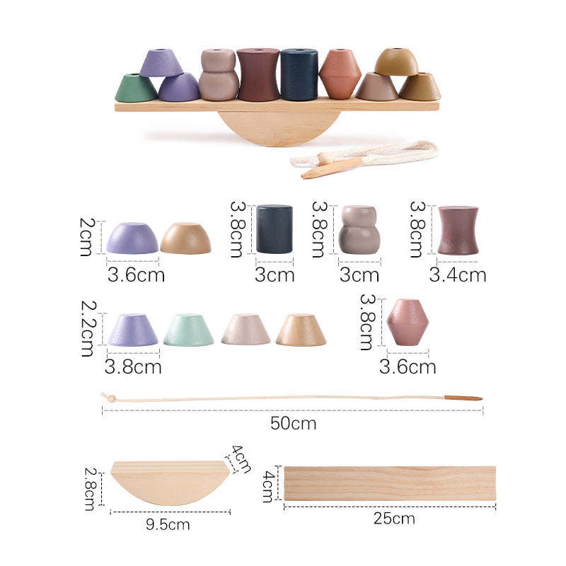 Children's Solid Wood Stacking Music Early Education Cognitive Toys Ins Wind Building Wood Animal Stacking Balance Beam Educational Toys